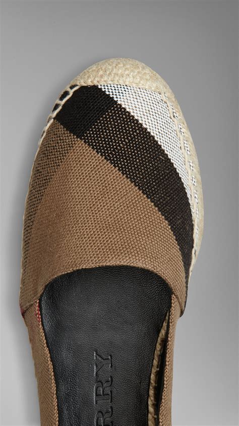 burberry check jute cotton espadrilles